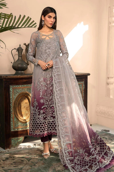 Styleloft.pk Maria B  Organza Collection 3Piece Unstitched Suit- Plum BD-2605 3 PIECE