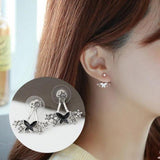 STYLE LOFT Fashion Jewelry Cute Cherry Blossoms Flower Stud Earrings for Women Several Peach Blossoms Earrings e37 silverblack