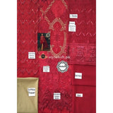 Jazmin Chiffon Collection 3Piece Unstitched Suit Red Beryl