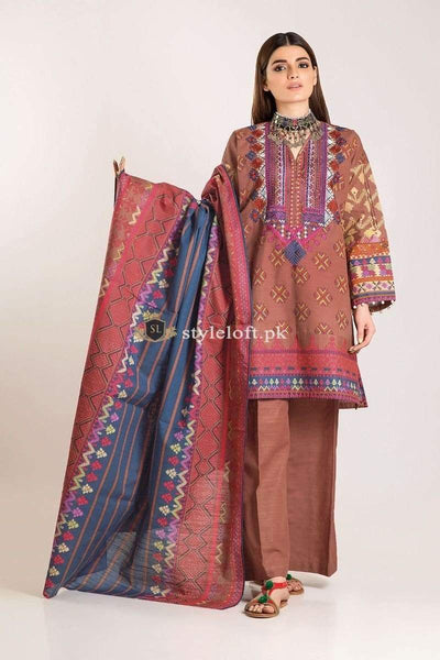 STYLE LOFT.PK Khaadi Winter Vibe Collection 2019 – KB19503-Brown 3Pc Suit