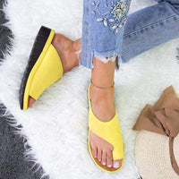 STYLE LOFT Women PU Leather Shoes Comfy Platform Flat Sole Ladies Casual Soft Big Toe Foot Correction Sandal Orthopedic Bunion Corrector