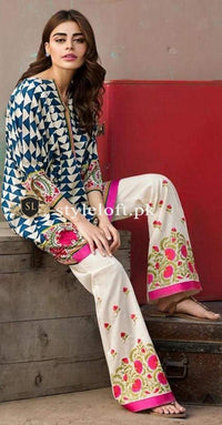 Styleloft.pk Khaadi Embroidered Linen 2Piece Suit (Shirt & Trouser) 2 PIECE