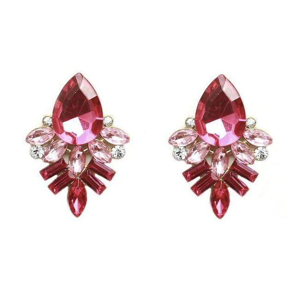 Styleloft.pk Long Black Crystal Water Drop Earrings CZ Vintage Geometric Gold Drop Rhinestone Dangle Earrings for Women Brincos Party Jewelry EB2131 Pink