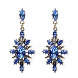 Styleloft.pk Long Black Crystal Water Drop Earrings CZ Vintage Geometric Gold Drop Rhinestone Dangle Earrings for Women Brincos Party Jewelry ES2149 Blue