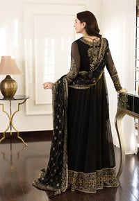Asim Jofa Noir Gold Embroidered Chiffon Maxi – Luxury Party Wear