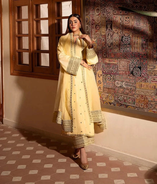Styleloft.pk Amber By Zaloque Embroidered Dhanak 3-Piece - Elegant Dhanak Collection 3 PIECE
