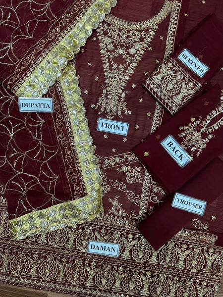 Styleloft.pk Asim Jofa Embroidered Chiffon 3-Piece Suit 3 piece