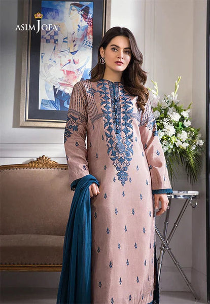 Styleloft.pk Asim Jofa Embroidered Linen Unstitched 3 Piece Suit 3 PIECE