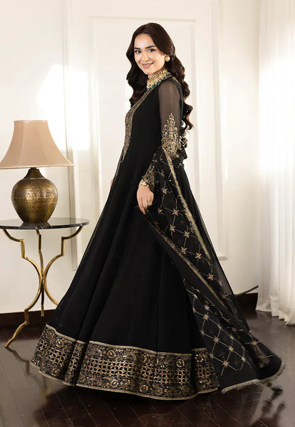 Styleloft.pk Asim Jofa Noir Gold Embroidered Chiffon Maxi – Luxury Party Wear 3 piece