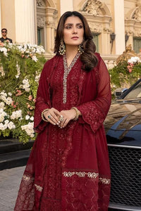 Styleloft.pk Azure Embroidered Chiffon Suits Unstitched 3 Piece AZ22LU D-03 VIBRANT RUBY - Luxury Collection 3 PIECE