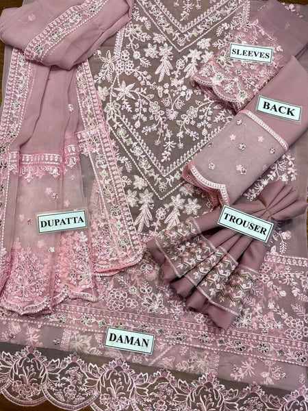 Styleloft.pk Azure Embroidered Chiffon Suits Unstitched 3 Piece-Luxury Collection 3 piece