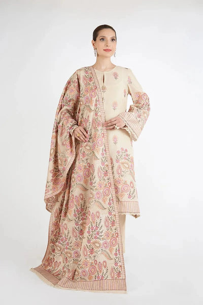 Styleloft.pk Bareeze Embroidered Dhanak Unstitched 3-Piece Suit With Heavy Embroidered Shawl 3 PIECE