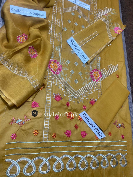 Styleloft.pk Baroque Embroidered Lawn 3Pc Suit With Embroidered Dupatta 3 PIECE