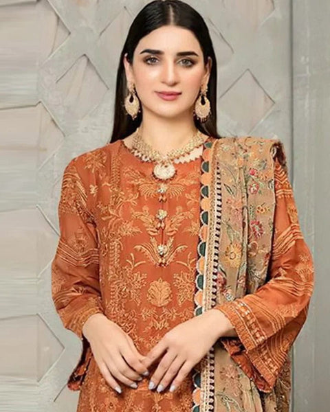 Styleloft.pk Baroque Embroidered Linen Unstitched 3 Piece Suit 3 PIECE