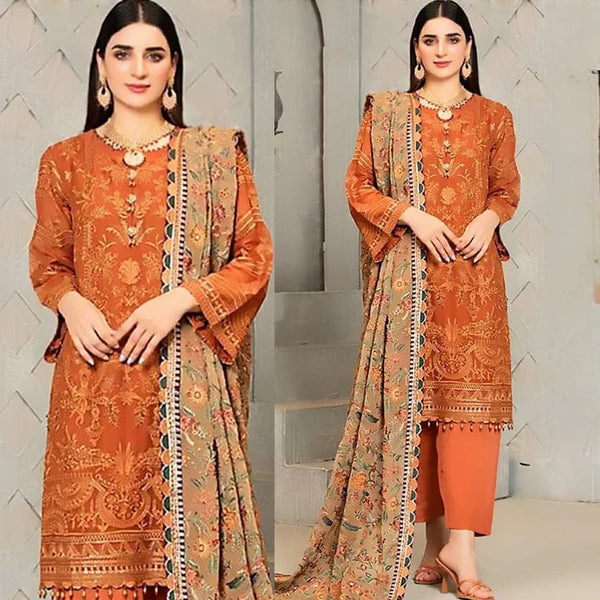 Styleloft.pk Baroque Embroidered Linen Unstitched 3 Piece Suit 3 PIECE