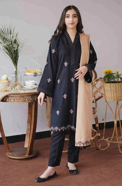 Styleloft.pk Dhanak 3PC Embroidered Dress With Embroidered Shawl SLB-295 3 PIECE