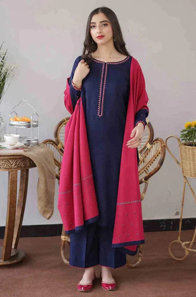 Styleloft.pk Dhanak 3PC Embroidered Dress With Embroidered Shawl SLP-295 3 PIECE
