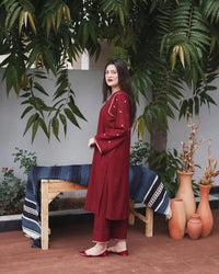 Styleloft.pk Dhanak 3PC Embroidered Dress With Embroidered Shawl SLR-295 3 PIECE