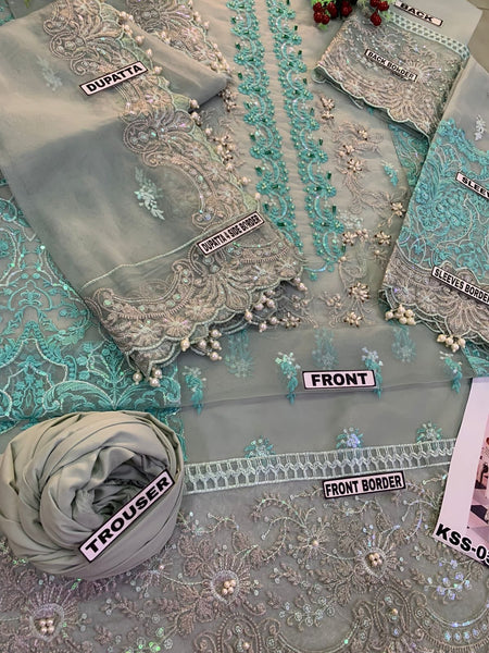 Styleloft.pk Elaf Embroidered Organza Suits Unstitched 3 Piece ECC-7 Princesa - Luxury Collection 3 PIECE