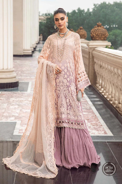 Styleloft.pk Maria B Embroidered Chiffon Suits Unstitched 3 Piece MPC-23-103 Lilac - Luxury Collection 3 PIECE