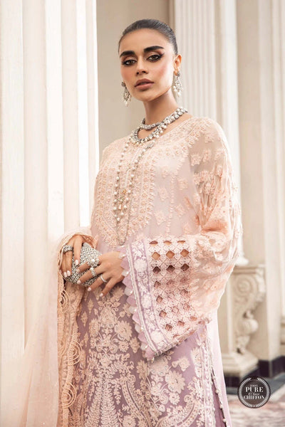 Styleloft.pk Maria B Embroidered Chiffon Suits Unstitched 3 Piece MPC-23-103 Lilac - Luxury Collection 3 PIECE