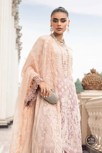 Styleloft.pk Maria B Embroidered Chiffon Suits Unstitched 3 Piece MPC-23-103 Lilac - Luxury Collection 3 PIECE