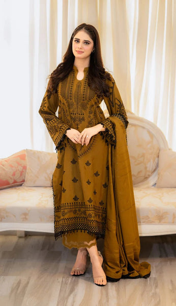 Styleloft.pk Maria B Embroidered Dhanak Unstitched Piece Suit - Premium Winter Collection 3 piece