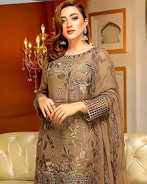 Styleloft.pk Ramsha Embroidered Linen Unstitched 3 Piece Suit 3 PIECE