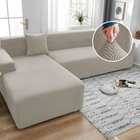 Styleloft.pk Stripe Jacquard L Shape Sofa Covers - Beige sofa cover