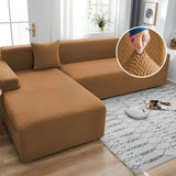 Styleloft.pk Stripe Jacquard L Shape Sofa Covers - Camel Brown sofa cover