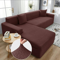Styleloft.pk Stripe Jacquard L Shape Sofa Covers - Dark Brown sofa cover