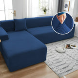 Styleloft.pk Stripe Jacquard L Shape Sofa Covers - Navy Blue sofa cover