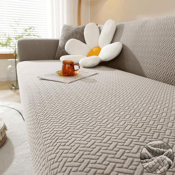 Styleloft.pk Stripe Jacquard Sofa Covers - Beige sofa cover