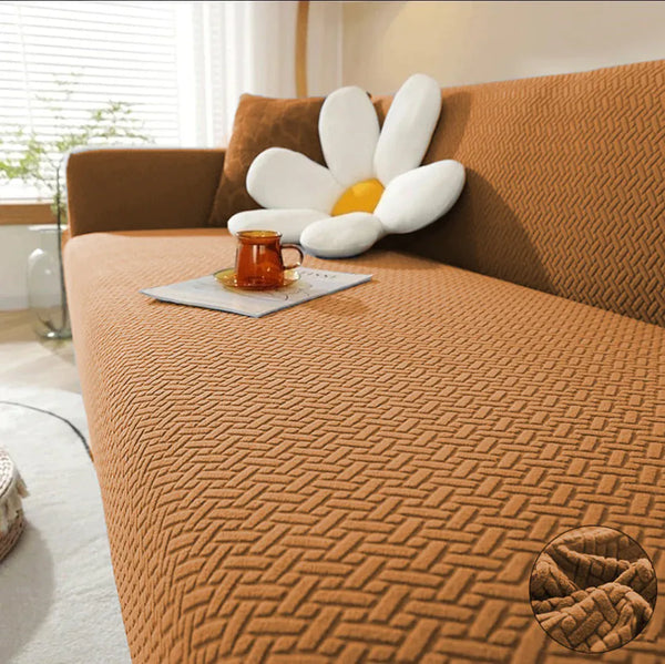 Styleloft.pk Stripe Jacquard Sofa Covers - Camel Brown sofa cover