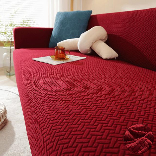 Styleloft.pk Stripe Jacquard Sofa Covers - Maroon sofa cover