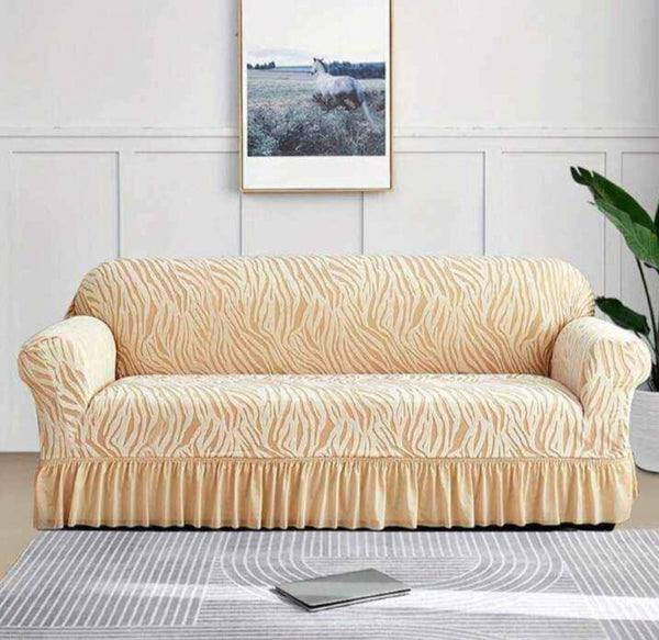 Styleloft.pk Zebra Velvet Sofa Covers - Beige sofa cover