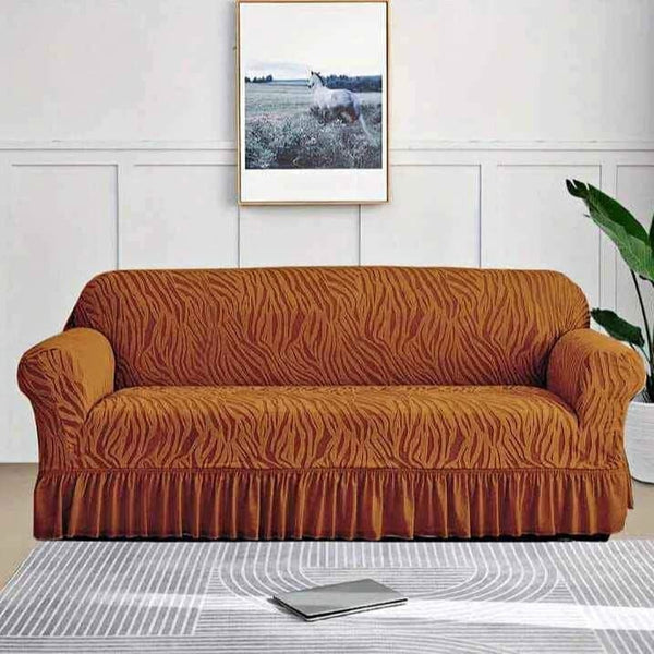 Styleloft.pk Zebra Velvet Sofa Covers - Copper Brown sofa cover