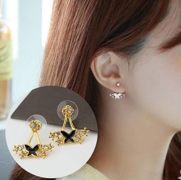 STYLE LOFT Fashion Jewelry Cute Cherry Blossoms Flower Stud Earrings for Women Several Peach Blossoms Earrings e37 goldblack