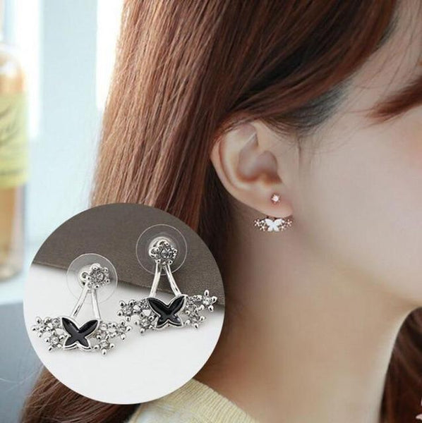 STYLE LOFT Fashion Jewelry Cute Cherry Blossoms Flower Stud Earrings for Women Several Peach Blossoms Earrings e37 silverblack