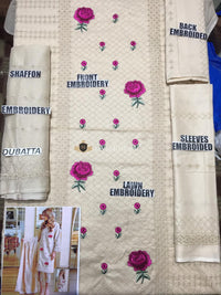 Agha Noor Embroidered Unstitched 3 Piece Lawn Suit - Luxury Collection