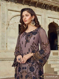 STYLE LOFT.PK Akbar Aslam Chiffon Collection Unstitched 3PC Suit 09 Lavender Blue