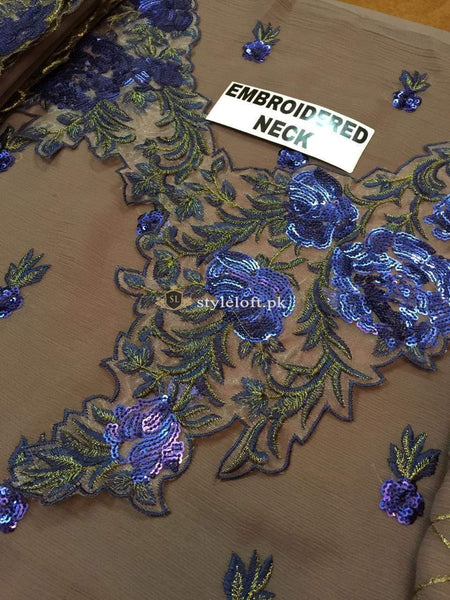 STYLE LOFT.PK Akbar Aslam Chiffon Collection Unstitched 3PC Suit 09 Lavender Blue