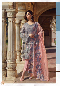 STYLE LOFT.PK Akbar Aslam Royal Luxury Chiffon 2019 D-07 Silver Unstitched 3 Piece Suit