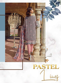 STYLE LOFT.PK Akbar Aslam Royal Luxury Chiffon 2019 D-07 Silver Unstitched 3 Piece Suit