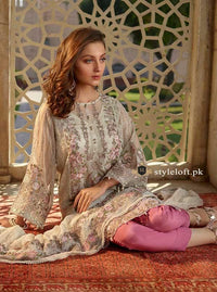 STYLE LOFT.PK Akbar Aslam Royal Luxury Chiffon Collection 2019 3PC Suit D07-Silver