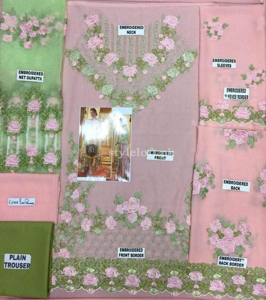 STYLE LOFT.PK Akbar Aslam Royal Luxury Chiffon Collection 2019 Unstitched 3 Piece Suit- D01-Neon Dreams