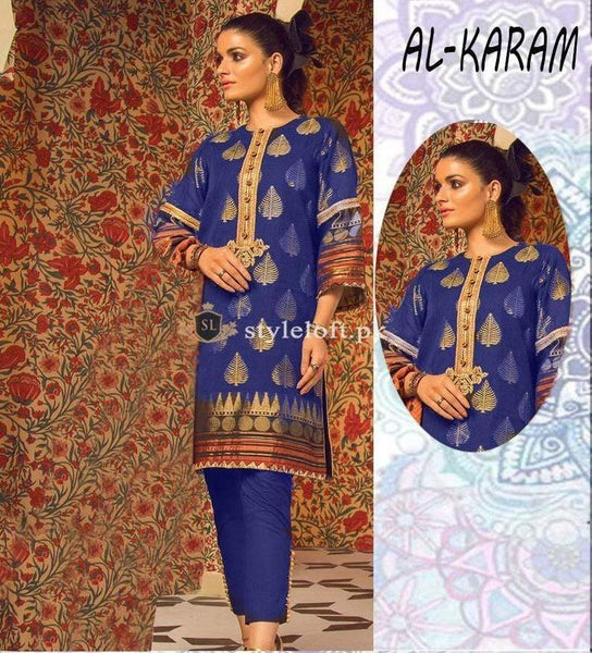 STYLE LOFT.PK Al Karam Embroidered Unstitched 3 Piece Suit AK19F 7W