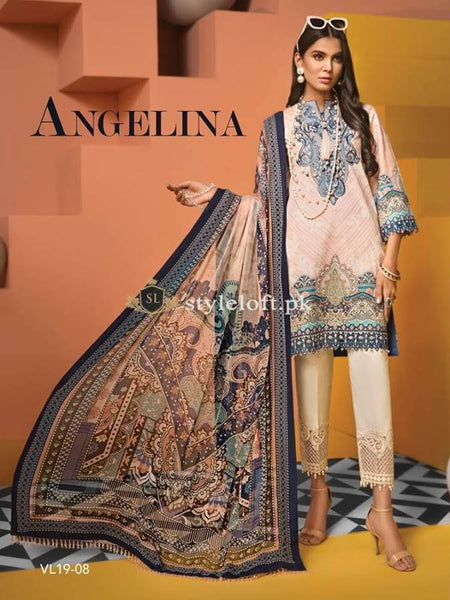 STYLE LOFT.PK Anaya By Kiran Chaudhry Embroidered Lawn Unstitched 3 Piece Suit AKC19VL 08 ANGELINA - Spring / Summer Collection