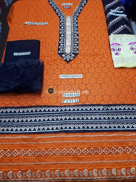 STYLE LOFT.PK Anus Abrar Embroidered Lawn Collection 2019 2Piece Suit Orange Gardenia