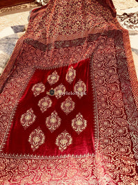 Artistic Print Work Velvet Shawl - Maroon